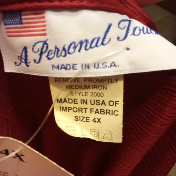 A Personal Touch Red Button Down Shirt Style 2000 Size 4X Made in USA - Picture 3 of 4